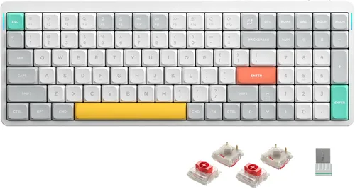 Vista 17 de nuphy Air96 V2 - Teclado mecánico inalámbrico, 100 teclas, para juegos, compatible con Bluetooth 5.1, conexión 2.4G y cable, para Blanco