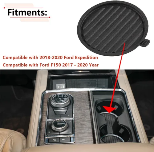 Vista 2 de RLB-HILON 2 piezas de inserto para portavasos de consola central Compatible con Ford F150 2017 2018 2019 2020 2021, para Ford Expedition 2018 2019