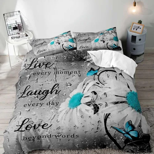 Vista 20 de LUVIVIHOME Juego de 2 piezas de funda de edredón vintage con diseño floral, juego de ropa de cama tamaño individual, estilo bohemio retro