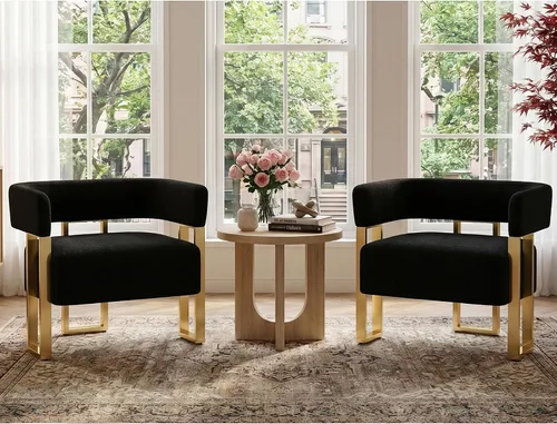 Vista 13 de Silla de acento moderna de mediados de siglo, sillón de barril, Black Negro