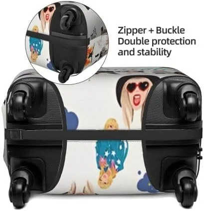 Vista 3 de Taylor - Funda de equipaje para maleta, con impresión de doble cara, protector elástico para maleta, lavable, antiarañazos, para viajes de negocios