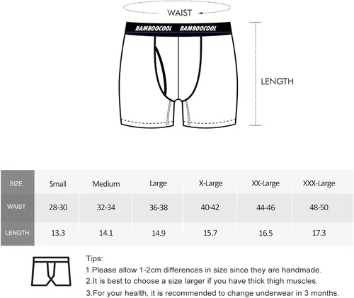 Vista 6 de BAMBOO COOL Men's Long Boxer Briefs Long Leg Performance Breathable Comfort Underwear for Men 3 or 5 or 6 Pack