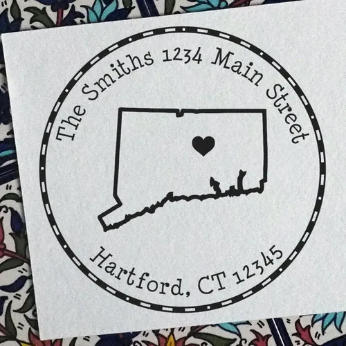 Vista 29 de Sello de dirección de devolución de Alabama, redondo autoentintado personalizado, 1-5/8 pulgadas tamaño de impresión Alabama State Luv Stamper