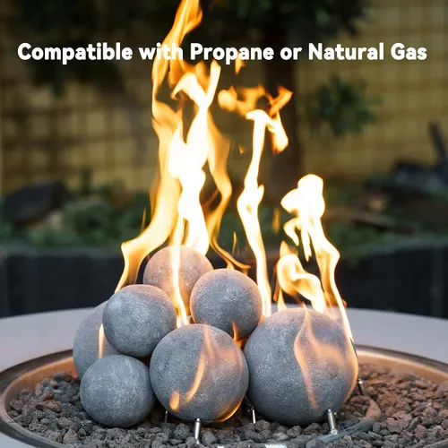 Vista 5 de Skyflame Bolas de chimenea de 2" para chimenea de gas, juego de 25 bolas redondas de cerámica para fogatas/chimeneas de interior/exterior, accesorio