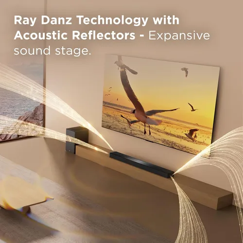Vista 7 de TCL Q65H Q Class 5.1 Barra de sonido de canal con Dolby Atmos, DTS:X, tecnología Ray Danz, subwoofer inalámbrico, altavoces envolventes inalámbricos