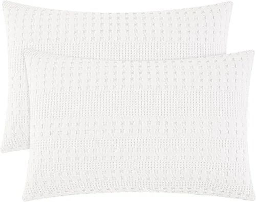 Vista 186 de PHF - Fundas de almohada 100% algodón con tejido gofre europeo, 26 x 26 pulgadas, 2 unidades para decoración elegante del hogar, para cama, sin