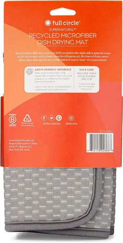 Vista 5 de Full Circle Supermatural Dish - Accesorios para fregadero de cocina, tapete de microfibra reciclada, color gris