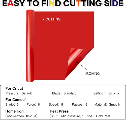 Vista 5 de HTVRONT Paquete de 8 vinilos de transferencia de calor HTV de 12 pulgadas x 3 pies para camisetas, vinilo para planchar con 8 colores surtidos