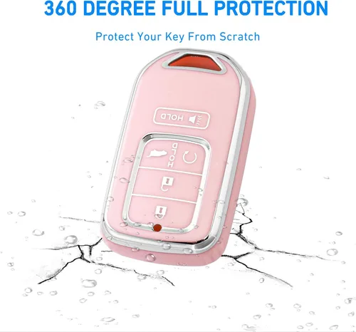 Vista 3 de Funda para llavero con llavero para Accord Civic CRV Pilot Passport Insight Rosa