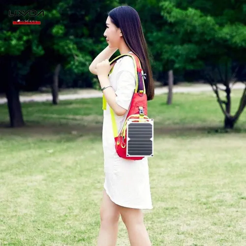 Vista 6 de Lixada Cargador de panel solar Puerto USB portátil de alta potencia en forma de papel monocristalino de silicona para teléfono celular Camping