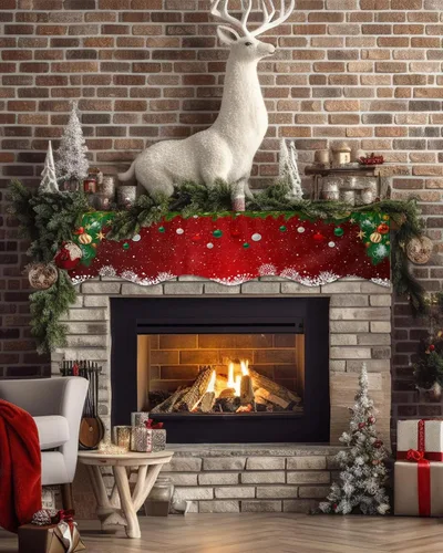 Vista 19 de ALAGEO Bufanda de Chimenea Navideña Copos de Nieve Azules Cubierta de Bufanda de Repisa de Chimenea Cubierta Corredor de Repisa de Árbol de Navidad