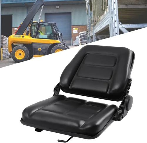 Vista 4 de Asiento universal para carretilla elevadora, asiento de tractor plegable con respaldo de ángulo ajustable y asiento de cortacésped