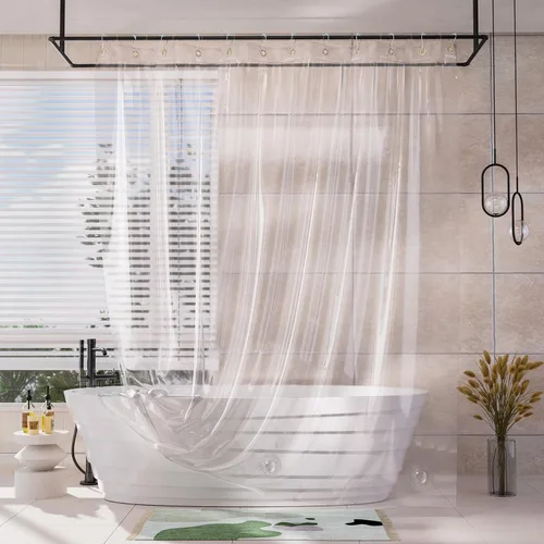 Vista 21 de AmazerBath Forro de cortina de ducha, 100% EVA, suave ámbar transparente, resistente, cortina de ducha y forro 2 en 1, 72 x 72 pulgadas, forro