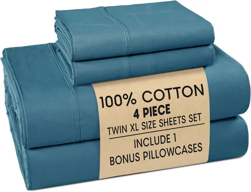 Vista 29 de Casa Platino Juego de sábanas Twin – Sábanas Twin 100% algodón con 2 fundas de almohada, sensación ligera y ajuste seguro, tejido percal crujiente