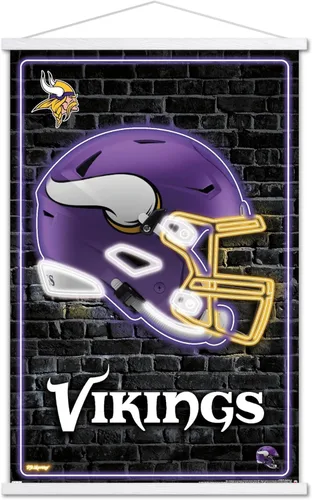 Vista 18 de Trends International NFL Minnesota Vikings - Póster de pared con casco neón 23, 22.4 pulgadas de largo x 14.7 pulgadas, versión enmarcada en madera