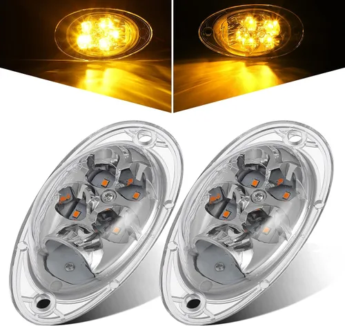 Partsam Freightliner Cascadia - Luces LED de señal de giro LED ámbar 5-2835-SMD, lente transparente, repuesto para Freightliner Cascadia semi camión