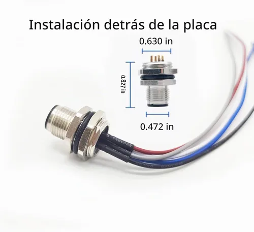 Vista 2 de Cable conector macho M12 de 5 pines, un cable de montaje trasero recto codificado impermeable enchufe de aviación macho sin blindaje Cable eléctrico