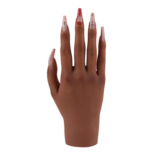 Mano de práctica de silicona para uñas acrílicas, manos falsas para practicar uñas postizas, mano de maniquí para práctica de uñas y arte de uñas