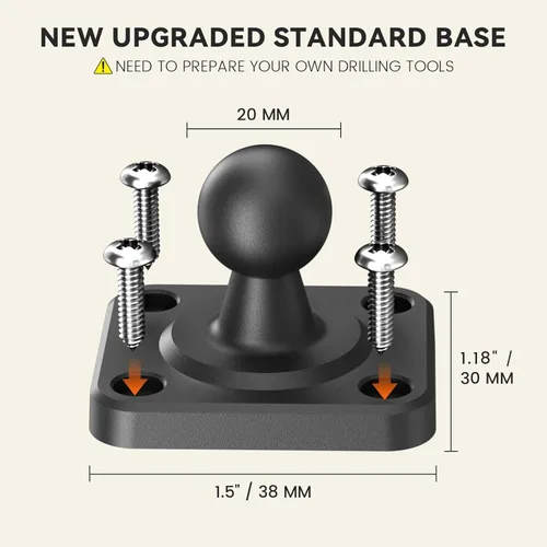 Vista 6 de OHLPRO Soporte para tablet de automóvil, base de taladro resistente, soporte para tableta para camión, compatible con iPad Samsung Tab de 5 a 13
