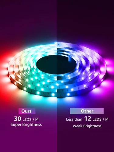Vista 2 de Ledagic Luces LED para dormitorio, 20 pies, 180 luces LED con sincronización de música, cambio de color, tira de luces LED con control remoto de 60