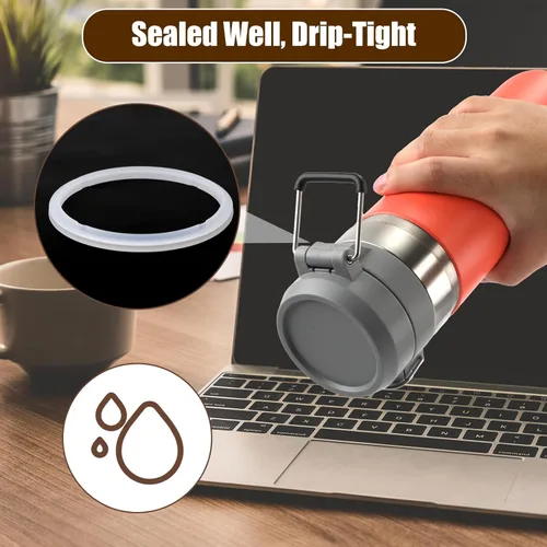 Vista 3 de PEUTIER 6pcs Water Bottle Lid Gasket, Silicone Water Bottle Cap Seal Ring Gasket O Ring Replacement for Thermos Compatible with Stanley Quick Flip