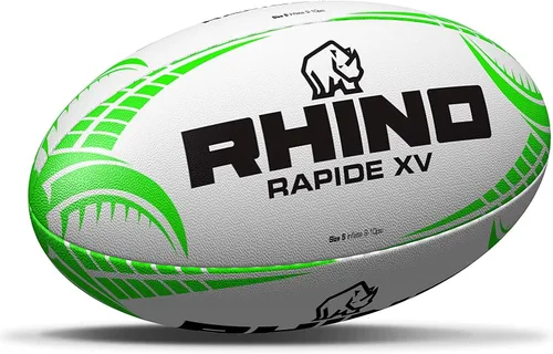 Vista 3 de Rhino Rapide XV - Balón de rugby, diseño de la liga de la Unión, color blanco y verde
