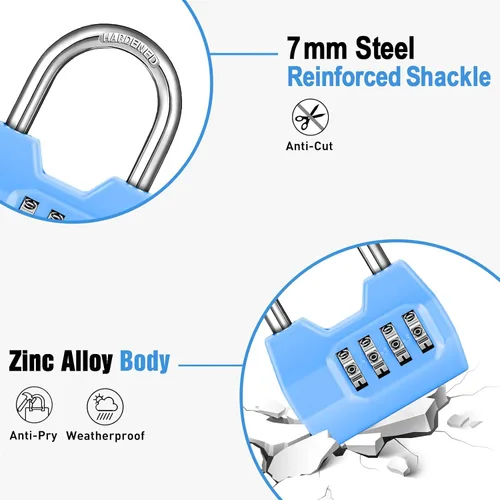 Vista 4 de 1 Paquete disecu Candado de Combinación de 4 Dígitos, Impermeable para Exteriores, para Casillero de Gimnasio Escolar, Cerca, Portón, Cobertizo