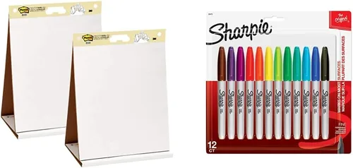 Post-it Almohadilla de caballete de mesa portátil súper pegajosa, ideal para profesores y estudiantes virtuales, 20 x 23 pulgadas, 20 hojas,