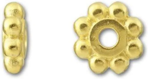 CF110-G - 200 cuentas espaciadoras delgadas de margarita de 0.177 in, cuentas planas de latón chapado en oro para joyería y manualidades