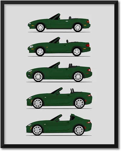 Vista 18 de Custom Car Posters Póster hecho a mano compatible con Mazda Miata MX-5 Generations e impresión de NA Miata, NB Miata, NC Miata, ND Miata, ND Miata
