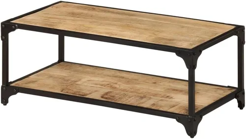 Vintage Brown Coffee Table Solid Mango Wood 35.4 x 17.7 x 13.8 in Rectangular Rustic Accent for Living Room Decor Mesas de Centro