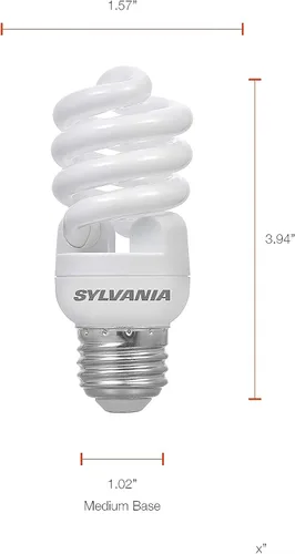 Vista 5 de Sylvania CFL T2 - Bombilla giratoria, equivalente a 60 W, eficiente 13 W, 850 lúmenes, base media, 2700 K, blanco suave, paquete de 8 (26363)