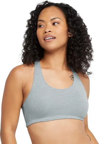 Vista 2 de Hanes Bralette de espalda cruzada para mujer, parte superior de algodón con espalda en T, paquete de 3