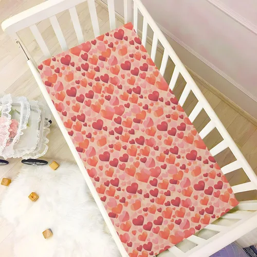 Vista 6 de Fitted Crib Sheets Colorful Hearts Valentine Mini Crib Sheets for Boy & Girl Toddler Mattress Sheets Playard Sheet 21216738