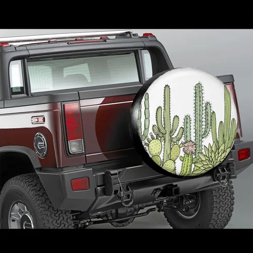 Vista 2 de Cactus Floral Plantas Suculentas Naturaleza Cubierta de Llanta de Repuesto Protector de Rueda A Prueba de Polvo Cubierta de Neumático de Rueda Para