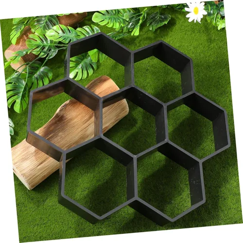 Vista 8 de Cabilock Molde de piedra para pavimentar, molde de plástico con forma geométrica hexagonal para suelo de cemento, molde reutilizable para escalones