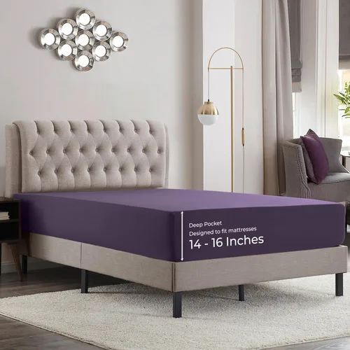 Vista 11 de Empyrean - Juego de 2 sábanas bajeras de tamaño individual, microfibra ultrasuave, bolsillo profundo, se adapta a colchones de 14 a 16 pulgadas