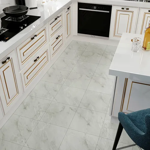 Vista 3 de VEELIKE Azulejos de vinilo de mármol gris de 12 x 12 pulgadas, impermeables, autoadhesivos, duraderos, adhesivos para pisos, azulejos de vinilo