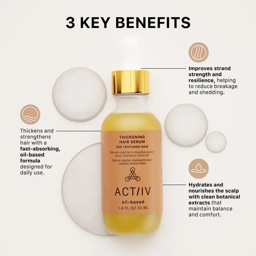 Vista 3 de ACTIIV Suero espesante para el cabello, a base de aceite, apoya la apariencia de cabello más grueso y de aspecto más completo, para cabello