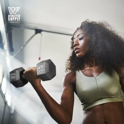 Vista 6 de WF Athletic Supply Juego de mancuernas de hierro fundido de 5 a 25 libras con estante de almacenamiento de marco, pesas libres hexagonales