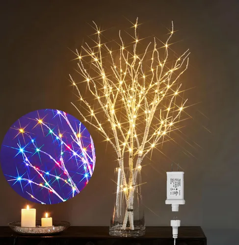Vista 11 de LITBLOOM - Ramas de sauce marrón iluminadas, de 30 pulgadas, 150 luces LED con enchufe, temporizador y regulador; luces de ramas de árbol con luces