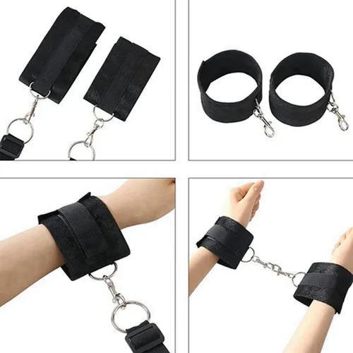 Vista 5 de Correas de sujeción de cama para parejas, puños ajustables para muñeca, tobilleros, cuerda de servidumbre y cuerda de resistencia sexual, pulseras
