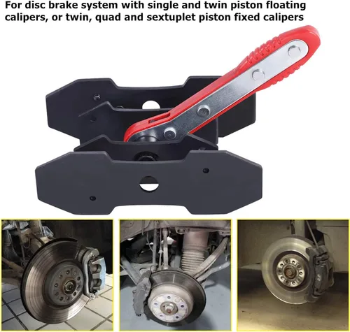 Vista 4 de JOJOY LUX Herramientas de prensa de pinza de freno, llave expansora de trinquete giratorio automotriz de 360 grados, herramienta esparcidora