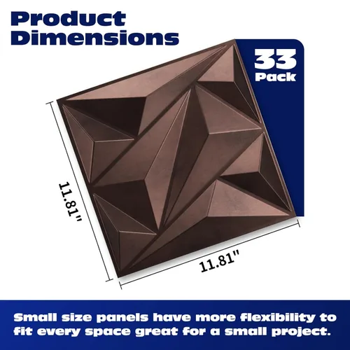 Vista 2 de Art3dwallpanels Paquete de 33 paneles de pared 3D de cobre antiguo para decoración de interiores, paneles de pared texturizados de PVC de 12 x 12