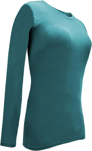 Vista 4 de Natural Uniforms Camiseta de manga larga con cuello redondo para mujer, paquete de 2 unidades, paquete múltiple de 2