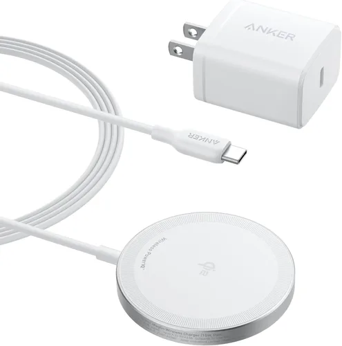 Vista 9 de Anker MagGo - Almohadilla de carga inalámbrica MagGo para iPhone 16, certificado Qi2, cargador inalámbrico de 15 W para iPhone 16/16 Plus/16 Pro/16