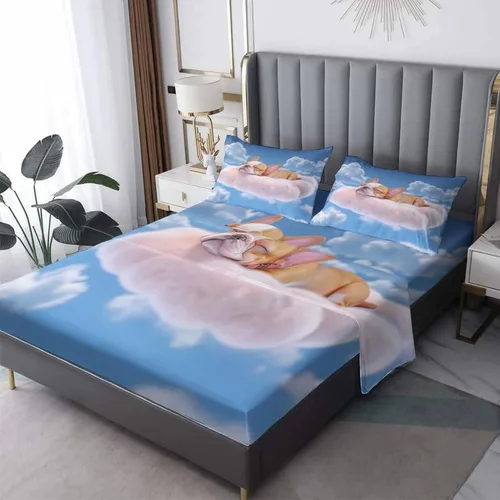 Vista 8 de Juego de sábanas tamaño individual: bonitas sábanas de cama con diseño de gato kawaii, sábanas y fundas de almohada de gatito, microfibra suave