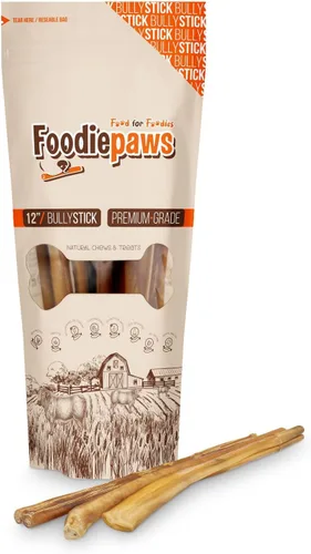 Vista 7 de FOODIEPAWS Bully Sticks de 4 pulgadas para perros, paquete a granel de 1 libra Pizzle de carne de res alimentada con pasto natural Sin cuero