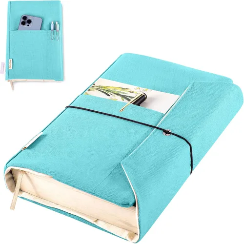Vista 18 de Fundas de libro de lienzo, protector de libro lavable, funda de libro para novelas de tapa blanda, funda de libro ajustable para tapa dura