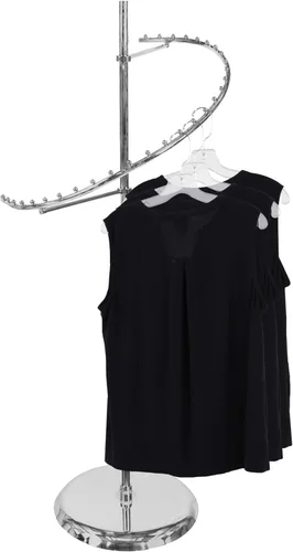 Vista 7 de SSWBasics Sleek Chrome Spiral Clothing Rack - 29 Ball Retail Clothing Display Stand - 63"H - Boutique Garment and Accessories Display - Stylish